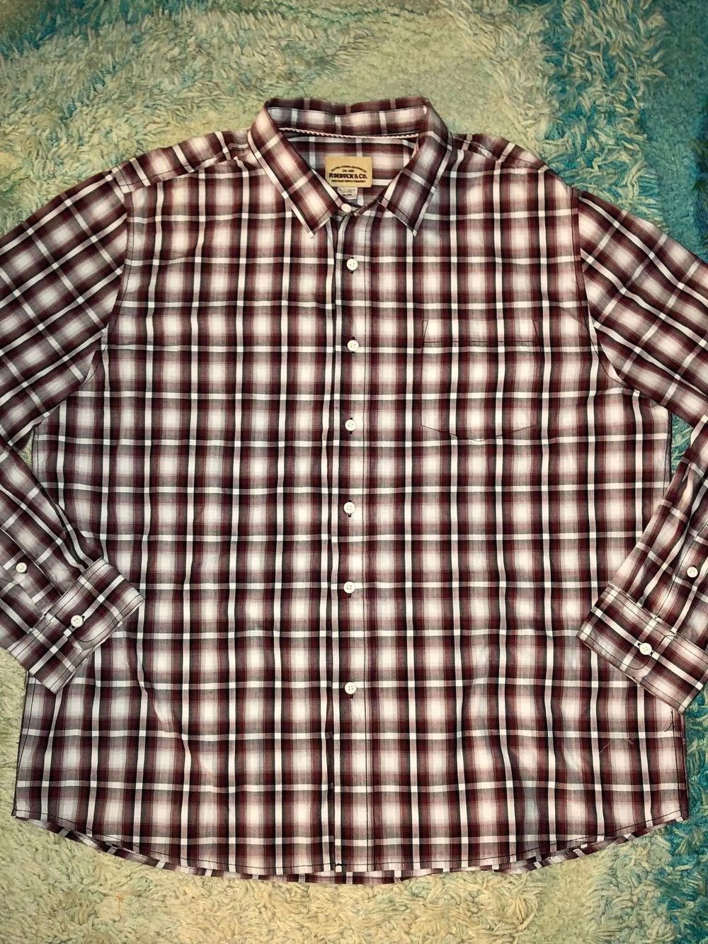 Roebuck & Co. Heritage Supply Plaid Woven Long Sleeve Button-Up Shirt 2XL